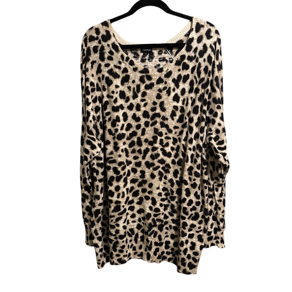 TORRID L/S Sweater Sz 4 Leopard Animal Print Long Sleeve Pullover, EUC.